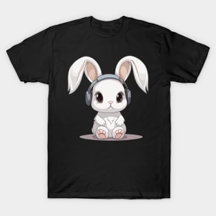 Baby Bunny Rabbit wearing headphones, Cute, Kawaii T-Shirt